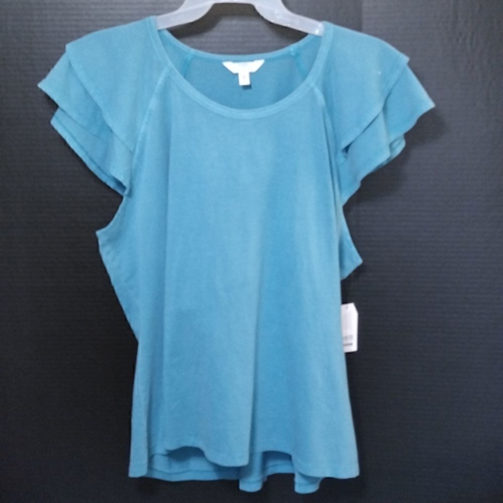 Women's Flutter Sleeve T-Shirt Top Blouse Shirt Size XXXL